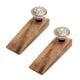 2 Pieces Golden Wheel Pattern Flat Ceramic Wooden Door Stopper